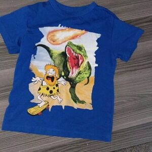 Boys Place Size 4 Dinosaur Caveman Short Sleeve Shirt